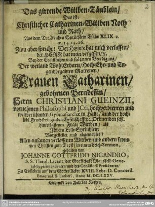 Das girrende Wittben-Täublein ...