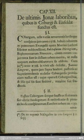 Cap. XII. De ultimis Jonae laboribus, quibus is coburgi & Eisfeldae functus est