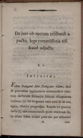 De jure ob moram resiliendi a pactis, lege commissoria etsi haud adjecta.