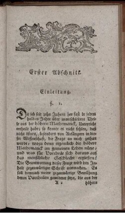 Erster Abschnitt. Einleitung.