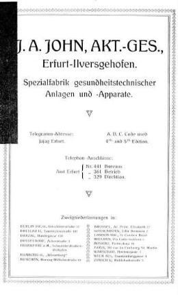 Preis-Liste der J. A. John Aktien-Gesellschaft