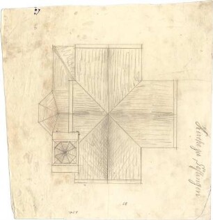 Dolmetsch, Heinrich; Ulm - Söflingen; Christuskirche mit Pfarrhaus - Dachfläche (Grundriss)