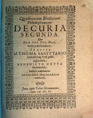 Quaestionum illustrium philosophicarum decuria secunda