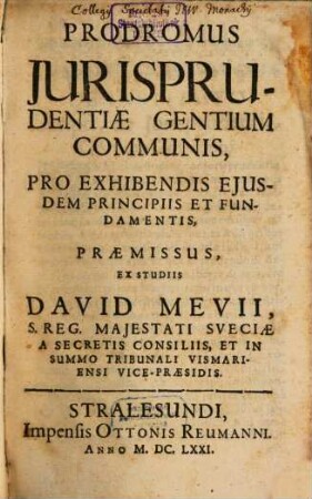 Prodromus Iurisprudentiae Gentium Communis