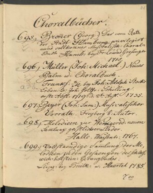 Choralbücher (No. 695-721)