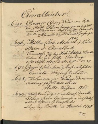 Choralbücher (No. 695-721)