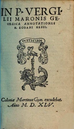 In P. Vergilii Maronis Georgica Annotationes H. Eobani Hessi