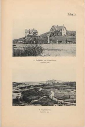 Anlage 9. a. Landhäuser am Hohenloheweg. September 1902. b. Lazarettgarten. September 1902.