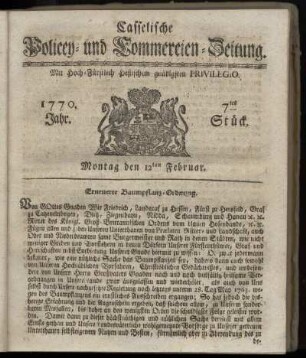 7tes Stueck, Montag den 12ten Februar. 1770