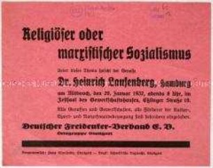 Ankündigung einer Veranstaltung des Deutschen Freidenker-Verbandes am 20. Januar 1932 in Stuttgart