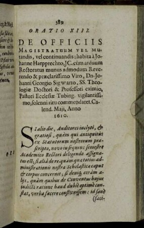 Oratio XIII. De Officiis Magistratum [...]