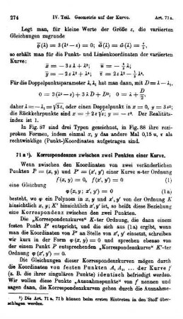 71 a*. Korrespondenzen zwischen zwei Punkten einer Kurve