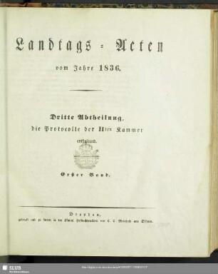 1836/37,1: Landtags-Acten / Die Protocolle der 2. Kammer