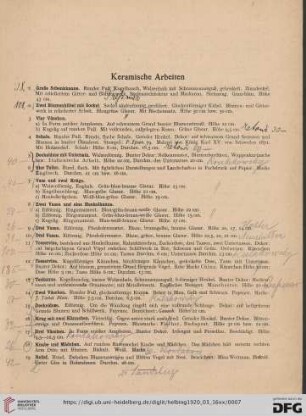 Keramische Arbeiten (Nr. 1-93)