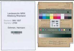 Entnazifizierung Hermann Dohmen , geb. 26.03.1894 (Kassenvorstand)