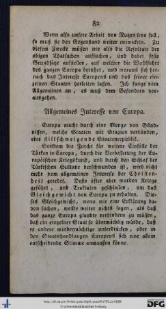 Allgemeines Interesse von Europa.