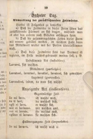 Sechster Tag. Abwandlung der zurückführenden Zeitwörter.