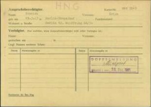 Eintrag in der Bundeszentralkartei (Teil des Testsamples): Schmidt, Erich