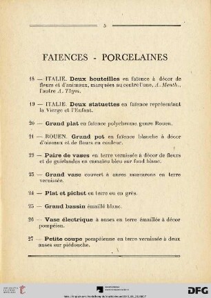 Faiences - Porcelaines (Nr. 18-56)