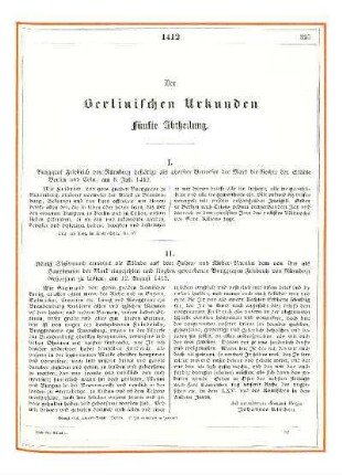 Der Berlinischen Urkunden fünfte Abtheilung