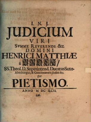 Iudicium de pietismo