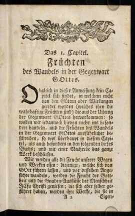 3-110, Das I. Capitel. Früchten des Wandels in der Gegenwart Gottes.