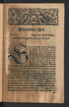 Abdanckungs-Rede.