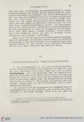 III. Kunstgeschichtliche Forschungsmethoden