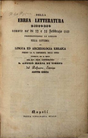 Della ebrea letteratura