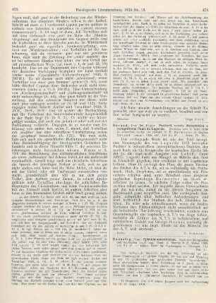 474-475 [Rezension] Duensing, Hugo, Epistula apostolorum