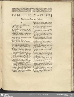 Table Des Matieres Contenues dans ce Volume