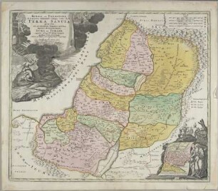 Iudaea Seu Palaestina ob sacratißima Redentoris vestigia hodie dicta Terra Sancta prout olim In Duodecim Tribus Divisa, separatis ab invicem Regnis Iuda Et Israel expreßis insuper VI. ultimi temporis ejusdem Terrae Provinciis : Cum Privilegio Sac. Caes. Maiestatis