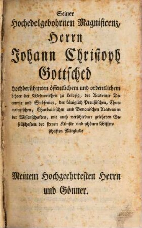 Johann Andree Schachtners, H. S. H. T. Poetischer Versuch in zerschiedenen Arten von Gedichten