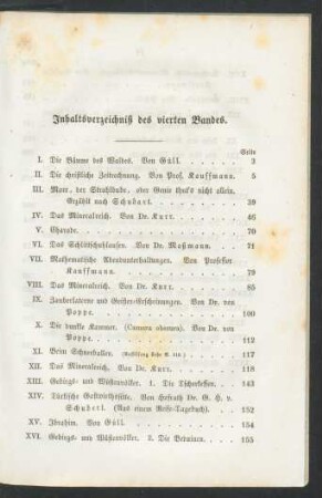 Inhaltsverzeichniß des vierten Bandes.