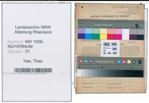 Entnazifizierung Theo Hax , geb. 10.05.1901 (Webmeister)