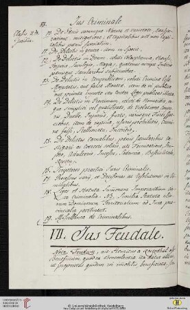 VII. Ius Feudale