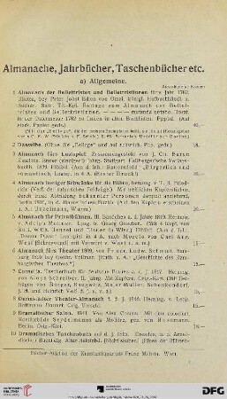 Almanache, Jahrbücher, Taschenbücher etc. (Nr. 1-79)