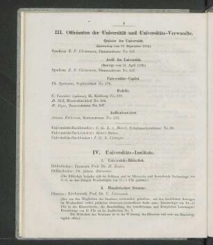 III. Officianten der Universität und Universitäts-Verwandte.