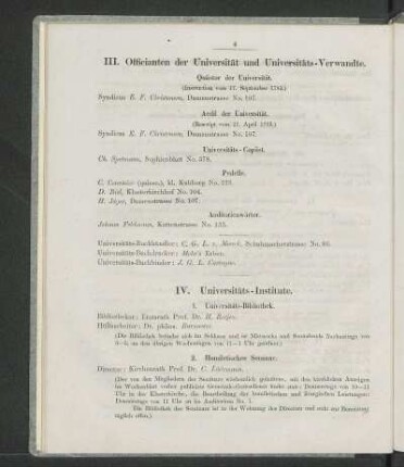 III. Officianten der Universität und Universitäts-Verwandte.