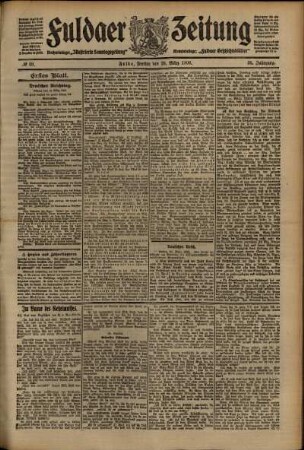 Erste Ausgabe vom Freitag, den 26. März 1909.