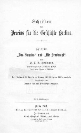 "Das Sanctus" und "Die Brautwahl"