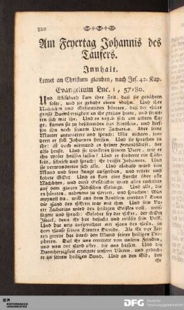Am Feyertag Johannis des Täufers