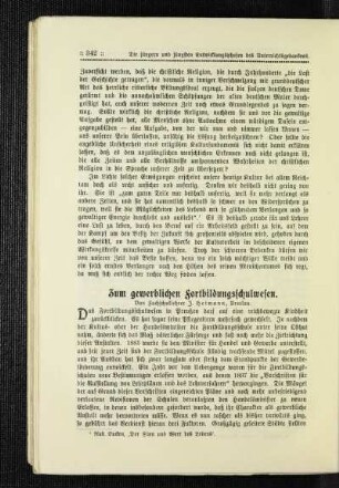 Zum gewerblichen Fortbildungsschulwesen
