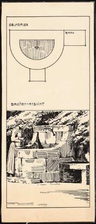 Brunnen: Grundriss, Ansicht