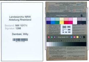 Entnazifizierung Willy Dembski , geb. 22.10.1914 (Postfacharbeiter)