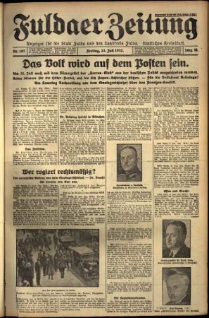 Ausgabe vom Freitag, den 22. Juli 1932.