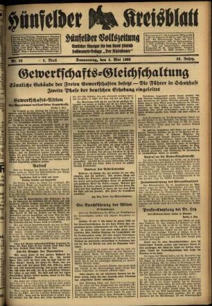 Zweite Ausgabe vom Donnerstag, den 04. Mai 1933.