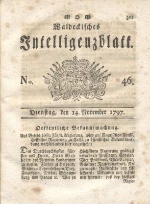 No. 46, Dienstag, den 14. November 1797