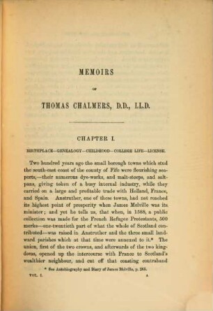 Memoirs of the life and writings of Thomas Chalmers, 1