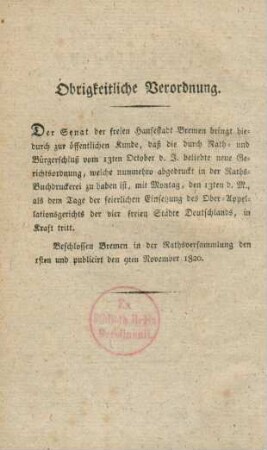 Obrigkeitliche Verordnung